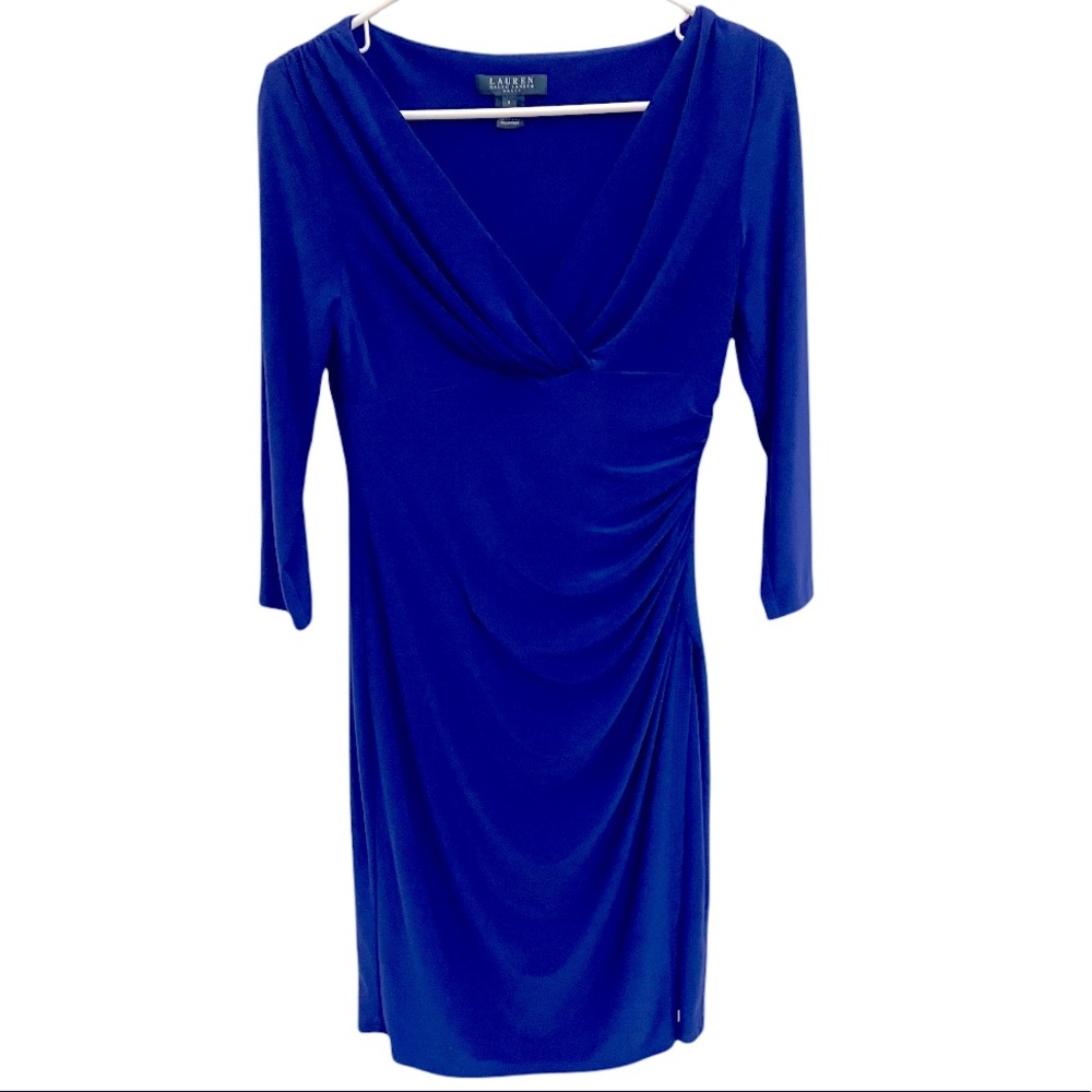 Calvin Klein size 4 cobalt v-neck blue dress